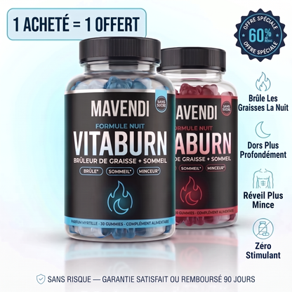 Vitaburn — Formule Nuit | Gummies Brûle-Graisse pour Homme à la Mélatonine